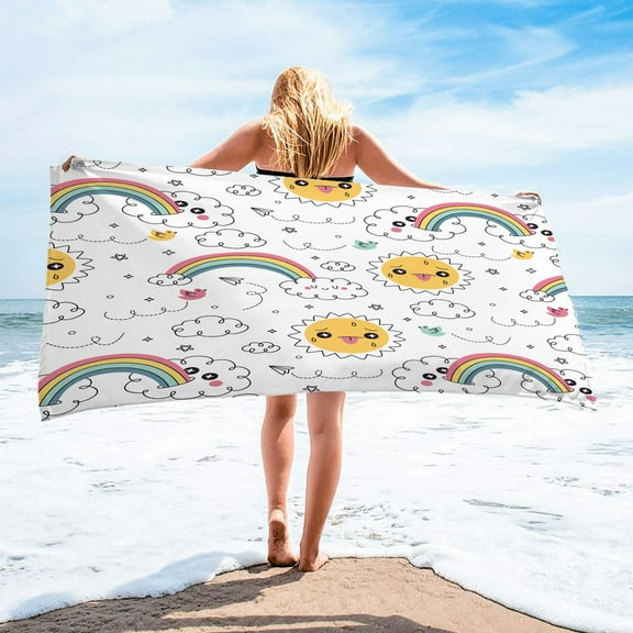 LACKUST Rainbow Beach Towel, Sand-Proof & Multi-Purpose, 75x150cm