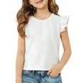 thumbnail image 2 of MKOSPLRT 0-12Y Girls' Summer Tops Flutter Sleeve Crew Neck Solid T Shirts Casual Loose Cute Tees Happy First Easter Day Shirts White 3-4Years, 2 of 7