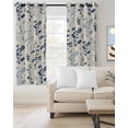 thumbnail image 2 of Farm Navy Blue Leaves Blackout Curtains 96 Inch Length Country Style Plant Leaf Retro Linen Thermal Insulated Window Curtain Window Drapes 2 Panels for Bedroom Living Room 52"Wx96"L, 2 of 9
