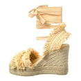 thumbnail image 2 of Castañer Belisa Raffia Wedge Sandal, 37, Brown, 2 of 5
