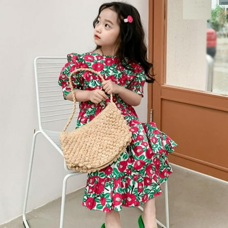 

PRAETER Children s Flower Dress Summer Style Girl s Leaf Skirt Children s Skirt