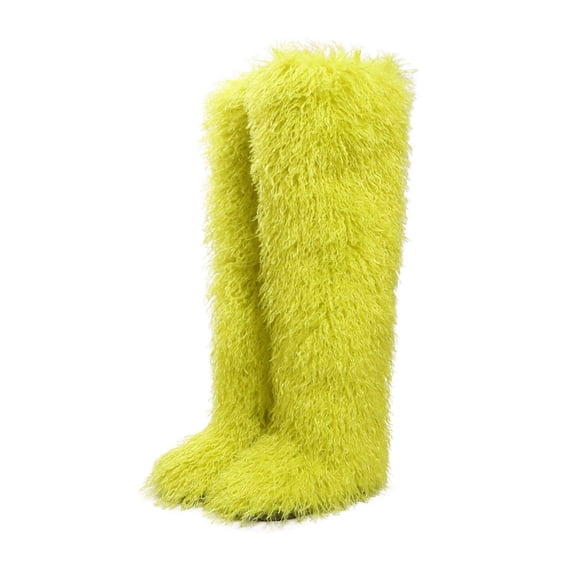 72cm Women's Winter Solid Color Fluffy Faux Mongolian Over-the-Knee Snow Boots Girls's Outdoor Plush Warm Furry Long Boots Big Size