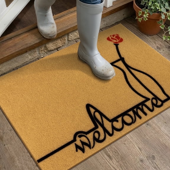 Findosom 24"x36" Door Mat Front Doormat Dirt Trapping Welcome Mat, Indoor Outdoor Washable Entrance Mat Stain Resistant Natural Low Profile Entry Rug for Porch Patio Kitchen Backdoor Home Decor