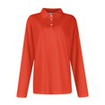 thumbnail image 3 of Kddylitq Long Sleeve Polo Shirts For Women Collared Wicking Summer Shirts Lightweight Loose Vintage Tops Vermilion XL, 3 of 5