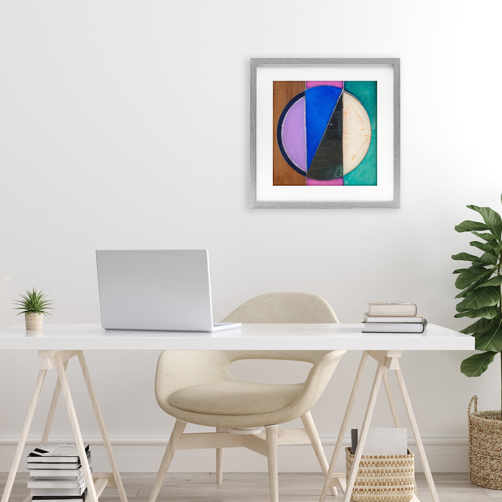 Stupell Industries Split Symmetry Circle Gray Framed Print Under Glass, design by Matthew Finger
