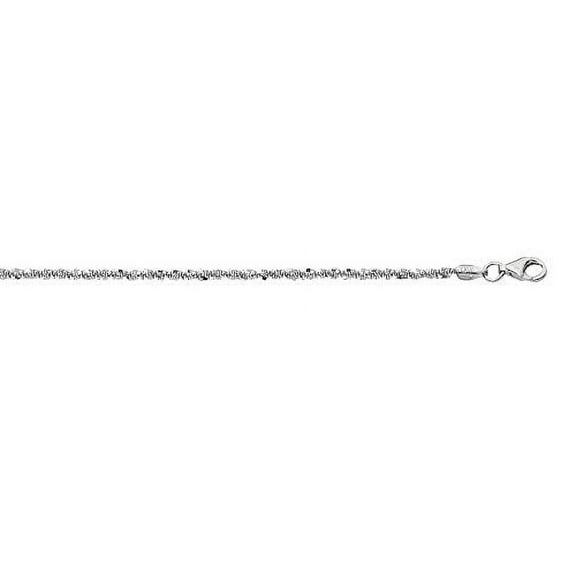 JewelStop 925 Sterling Silver Rhodium Plated 2.2 mm Sparkle Chain Necklace, Lobster Claw - 24 Inches, 5.8gr.