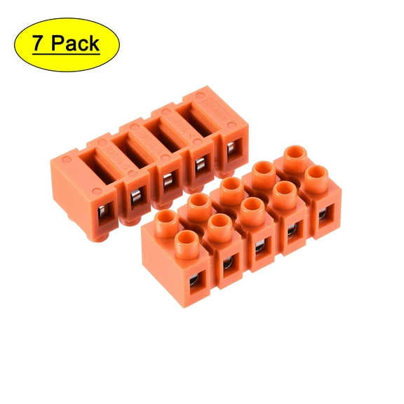 Uxcell Terminal Block 600V 36A Dual Row 5 Positions Screw Terminal Electric Barrier Strip 7 Pack
