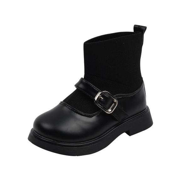 IROINNID Toddler Girls Boots Girls Cute British Style Non-slip Casual PU Leather Buckle Boots, Size 2-8Y