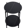 thumbnail image 3 of KOSSMAI Table Basse Ronde à 2 Niveaux en Pierre Frittée avec Pieds en Métal pour Salon Chambre Noir, 3 of 5