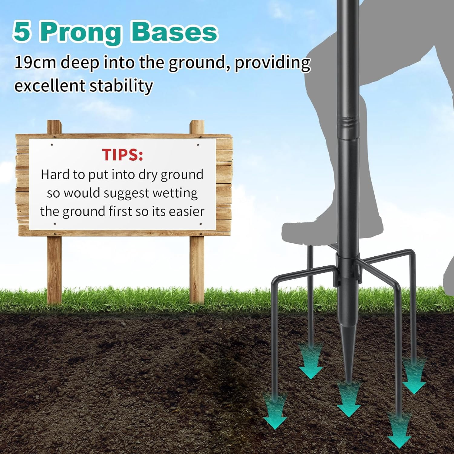 KOLAKO Bird Feeder Pole Stand, Heavy Duty Bird Feeding Station Large Metal Shepherds Hooks for Garden, Wind Proof 76 inch, Black