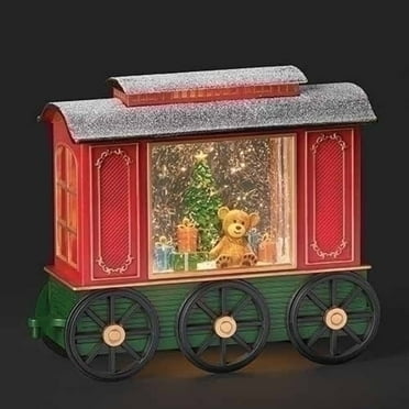 Christmas by Roman Inc, Confetti Lites Collection, 7.7" H LED Swirl Confetti Light Train CAR, Lantern, Snow Globe, Holiday Home D√©cor, Santa, Cardinal, Nutcracker, Snowman, Reindeer (3x9x7)