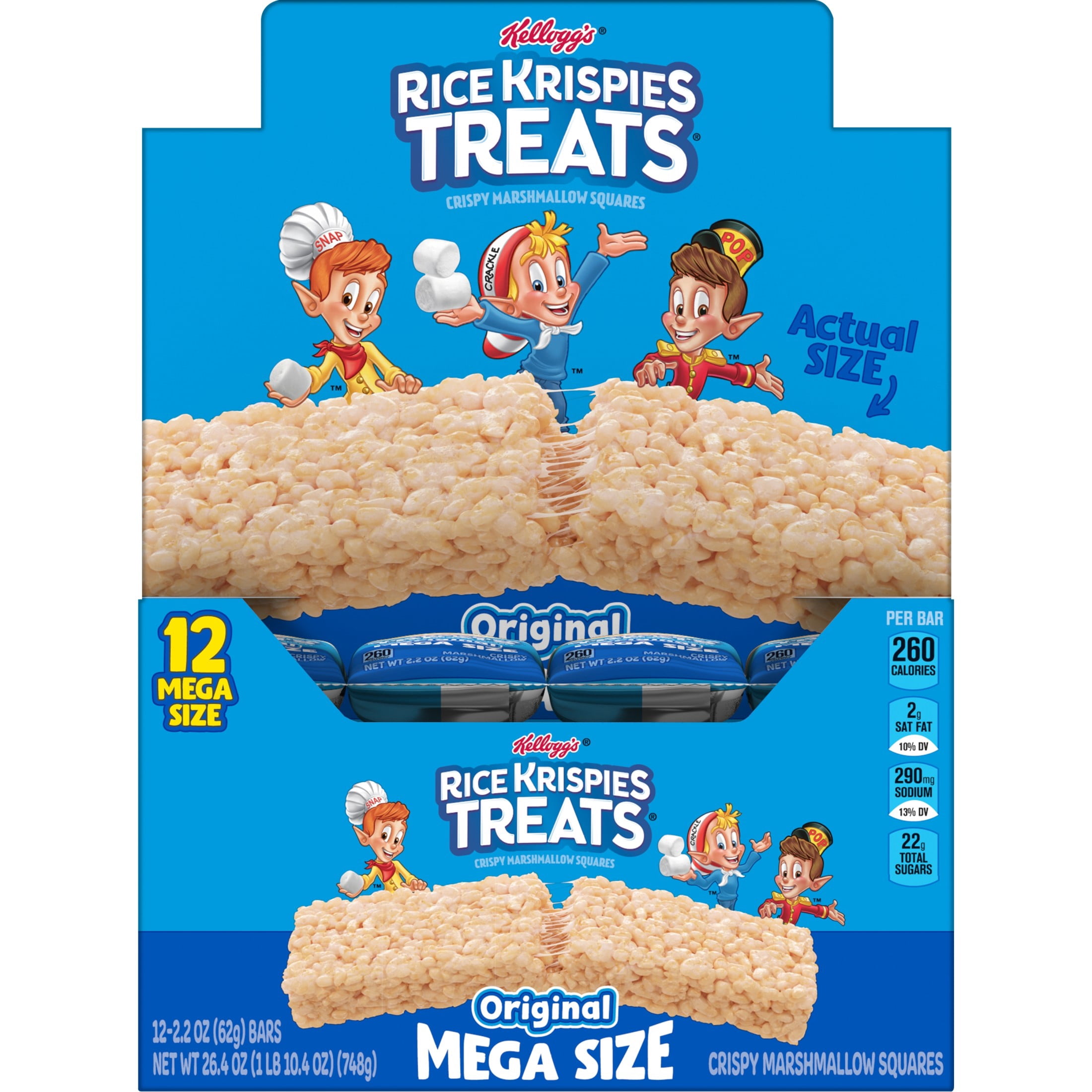 Rice Krispies Treats Original Chewy Large Marshmallow Snack Bars, Kids Snacks, 26.4 oz, 12 Count