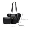 thumbnail image 2 of HUISZJ PU Leather Tote Handbag, Large Capacity Shoulder Bag, Retro Tote Bag for Work Travel Outdoor (Black), 2 of 7