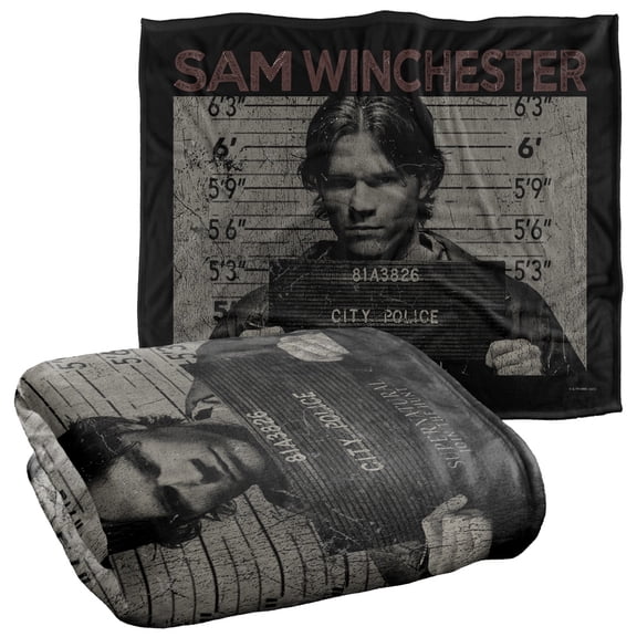 Supernatural Sam Mug Shot Officially Licensed Silky Touch Super Soft Throw Blanket 50' x 60'