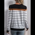 thumbnail image 4 of Camisa de Rayas de Larga para Mujer, Camiseta con Bloques de Color, Cuello Redondo, Blusa Informal con Corazón Negro Negro L, 4 of 9