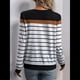 thumbnail image 4 of Camisa de Rayas de Larga para Mujer, Camiseta con Bloques de Color, Cuello Redondo, Blusa Informal con Corazón Negro Negro XL, 4 of 9