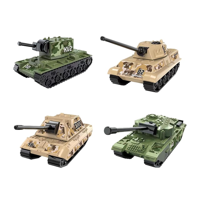 Camión de batalla de 4 piezas, modelo de camión cisterna, modelo 4D, adornos, modelo de vehículo con ruedas para TANQUE A41 Kv2, niños, niñas y niños