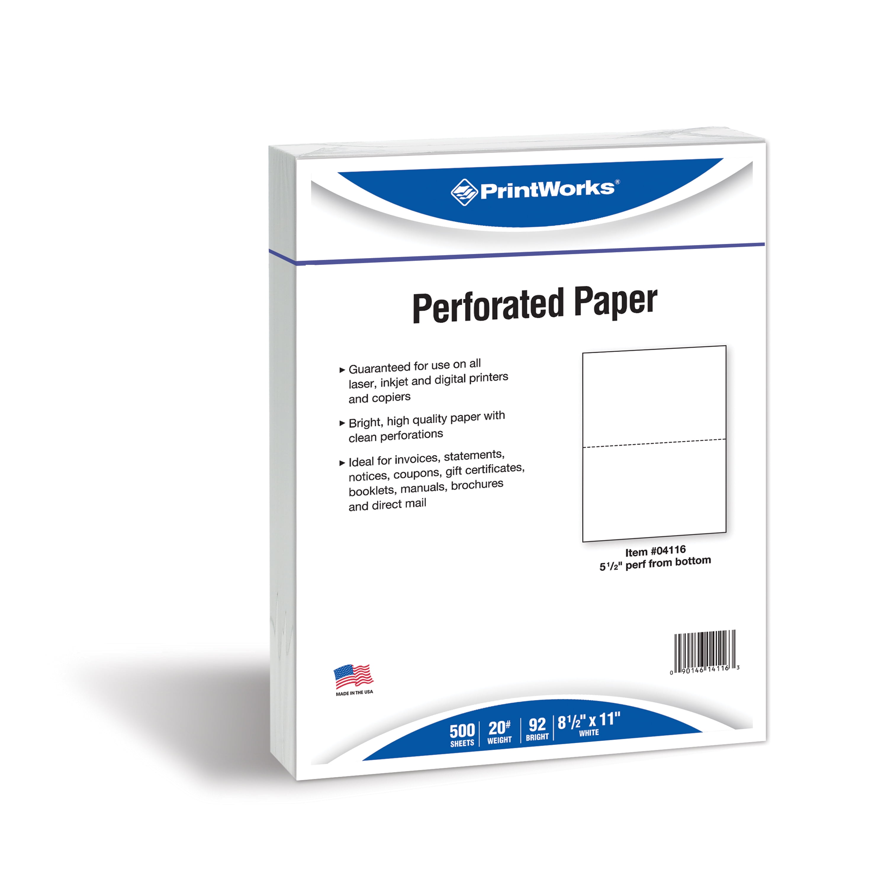Williamsburg Perforated 8.5 x 11 28/70 White Paper 500 Sheets/Ream, Multipurpose Copy Paper