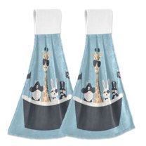 Yayeee Kitchen Hanging Hand Towels Set of 2 with Loop Bathroom Absorbent Tie Towel, Pirate Animals