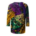 thumbnail image 5 of Penkiiy Blouse Carnaval pour Femmes Mardi Gras Mode Imprimée Décontractée Col Rond Manches 3/4 T-shirt Blouse m Multicolore, 5 of 5