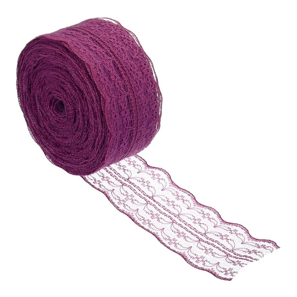 Uxcell 1.8 Inch Wide 25 Yards Lace Trim Ribbon Sewing Lace Roll Gift Package Pattern Wrapping Fuchsia