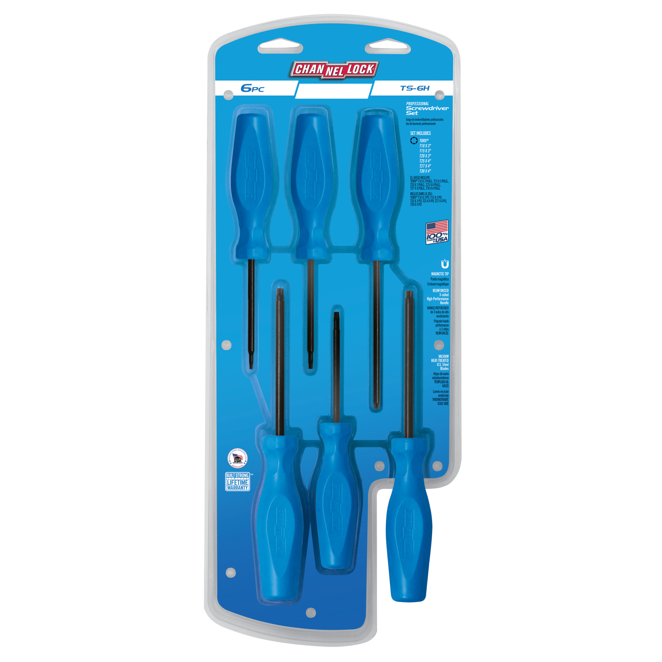 CHANNELLOCK Professional TORX Screwdriver Set with Magnetic Tip & Tri-Lobe Grip, Ideal for Home Improvement, Made in USA, 6-tool set (TS-6H)