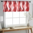 thumbnail image 2 of Red Striped Valance Curtains for Kitchen/Living Room/Bathroom/Bedroom Window, Rod Pocket Small Topper Half Short Window Curtains Voile Sheer Scarf, Modern Gradient Geometric Ripple Stripes 42"x12", 2 of 8