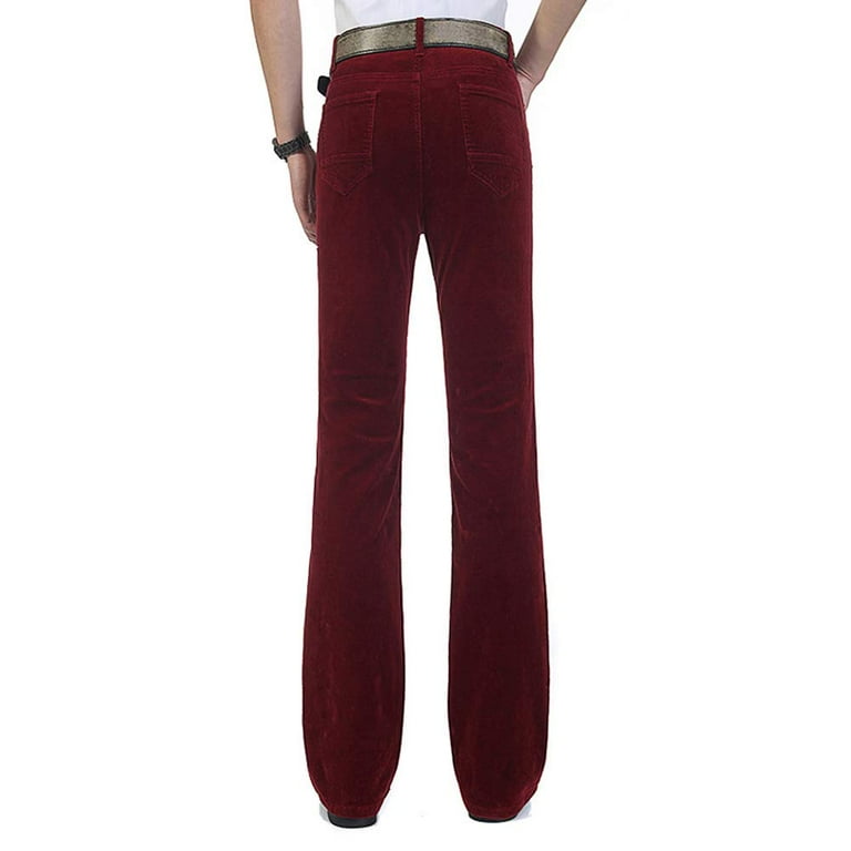 HAORUN Men Corduroy Bell Bottom Flares Pants Slim Fit 60s 70s