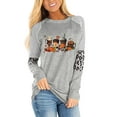 thumbnail image 2 of Hauts pour Femmes Chic Décontracté 2023 Mode Imprimé Manches Longues Blouse Col Rond Rayé Chandails à Capuchon Décontractés Costumes d'Halloween pour Femmes en Liquidation, 2 of 5