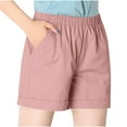 thumbnail image 2 of Babysbule Shorts for Women Summer Women's Solid Color Elastic Waistband Cotton Pocket Sports Plus Size Shorts S-XXXXL, 2 of 4