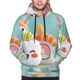 thumbnail image 2 of Bingfone Kawaii Sushi Characters Delight Men's Drawstring Hoodie Long Sleeve Pocket Sweatshirts-Medium, 2 of 6