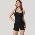 thumbnail image 2 of Women's Square Neck Active Tank Top with Built-In Bra and Racerback Design for Comfort and Movement - Small, Black, 2 of 7