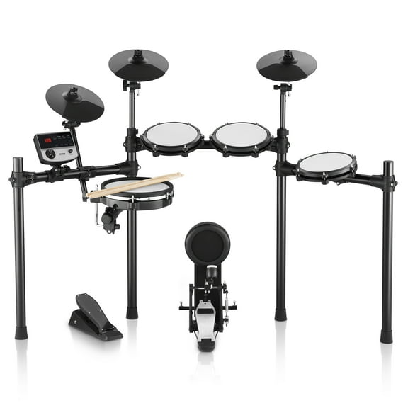 VEVOR Electric Drum Set, 32 Drum Kits & 480 Sounds Electronic Drum Kit, USB MIDI Supported 10 in Quiet Mesh Snare Electric Drum Set with 10 in Cymbals Drum Sticks & Pedals, for Beginners & Adults