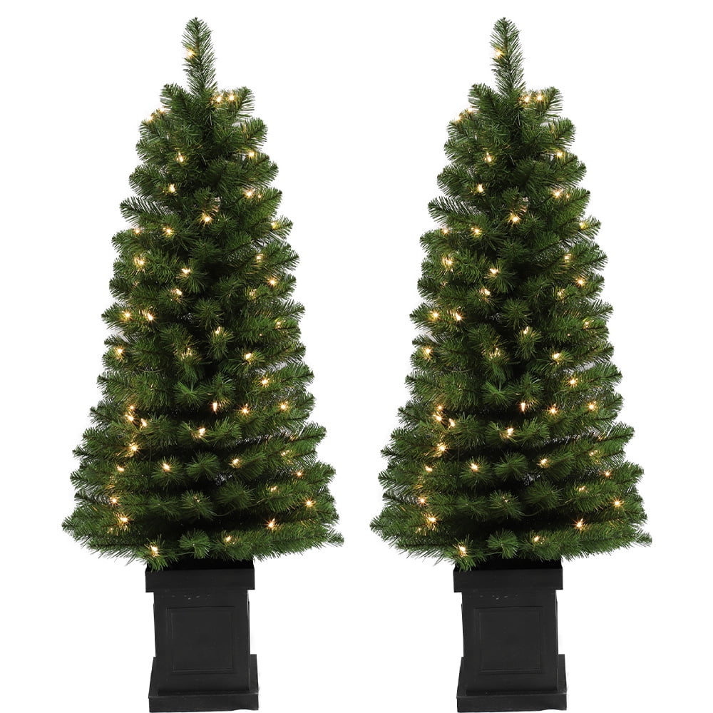 4 ft. H Christmas Prelit Canadian Douglas Fir Trees Set of Two