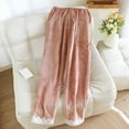 thumbnail image 2 of hotojiny Womens Plush Fuzzy Pajama Pants Soft Sherpa Lined Warm Lace Pj Bottoms Lounge Cozy Drawstring Sleep Pants, 2 of 7
