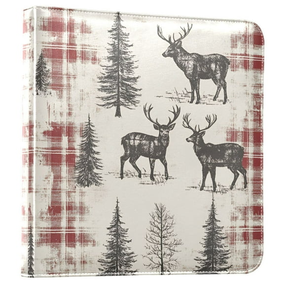 FORMRS 3 Ring Photo Album 4"x6" Self Adhesive Large Capacity PU Leather Cover, Beige Deer