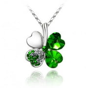 KATGI Fashion Austrian Crystal Four Leaf Clover Pendant Necklace