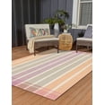 thumbnail image 3 of Unique Loom Outdoor Striped Collection Area Rug - Dash (5' 3" x 8' Rectangle Pink and Lavender/Ivory), 3 of 9