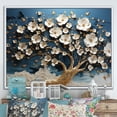 thumbnail image 2 of Designart "Golden Branches Blue and White Orchid Tree II" Oversized Landscapes Framed Wall Art - Country Gold Tree Hallway Framed Wall Art Decor, 2 of 7