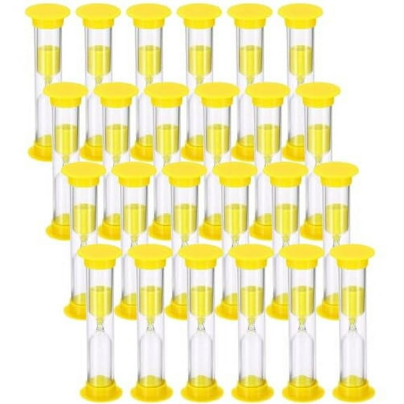 2 Minute Sand Timer, Acrylic Covered Hourglass Count Down Sand Clock Timer for Classroom, Games, Brushing Teeth, Exercising, Yellow (Pack of 24)