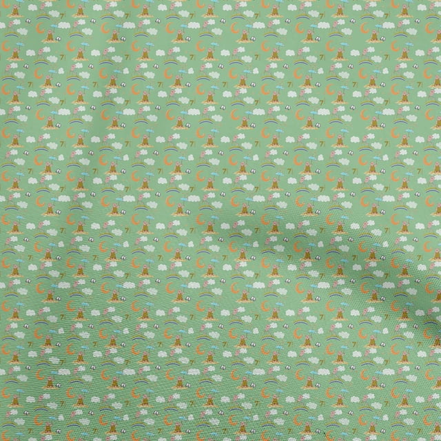 oneOone Rayon Mint Green Fabric Kids Fabric For Sewing Printed Craft Fabric By The Yard 56 Inch Wide