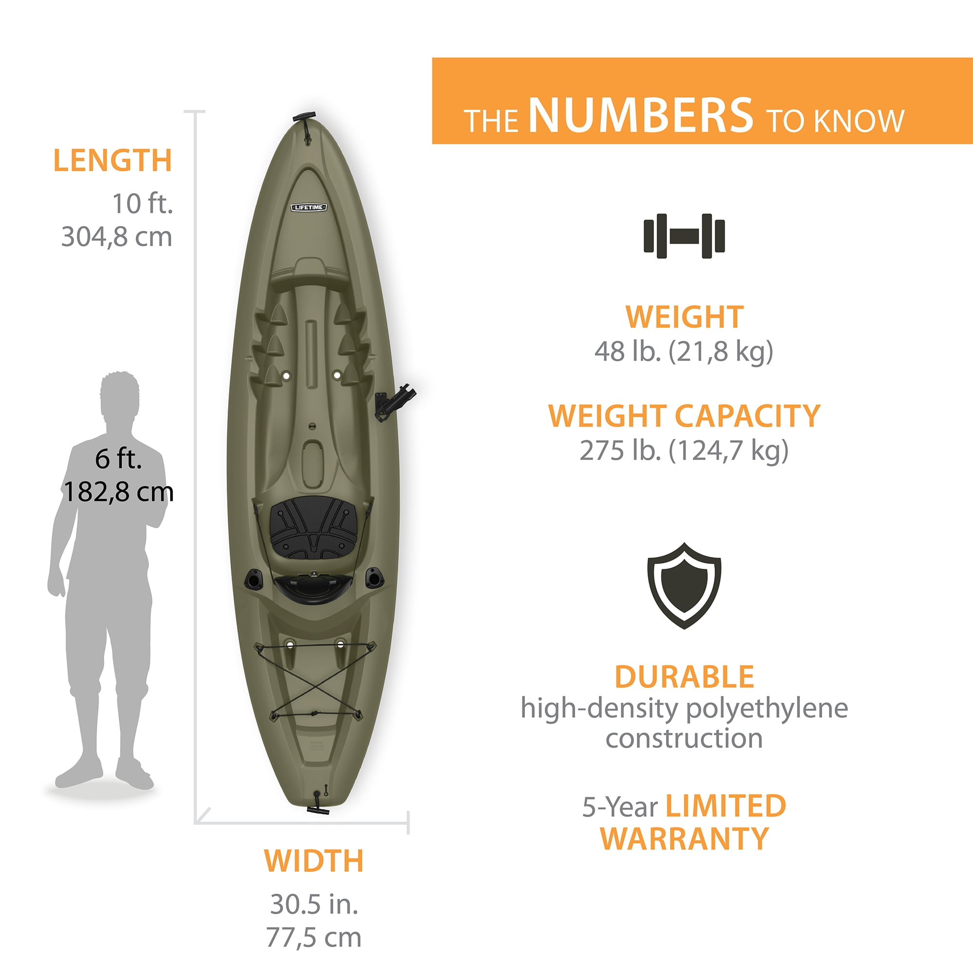 Lifetime Triton Angler 10 ft Sit-on-Top Fishing Kayak, Olive Green (90793)