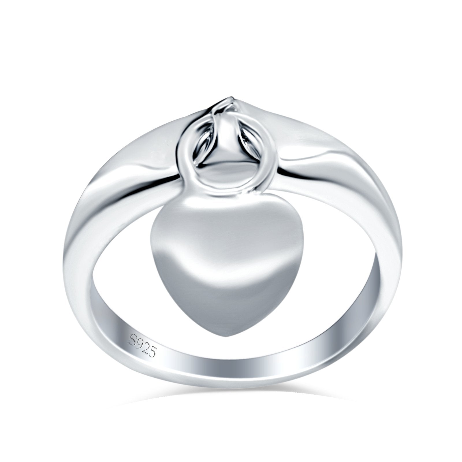 Heart Promise Charm Plain Oxidized Band Ring 925 Sterling Silver Size 10