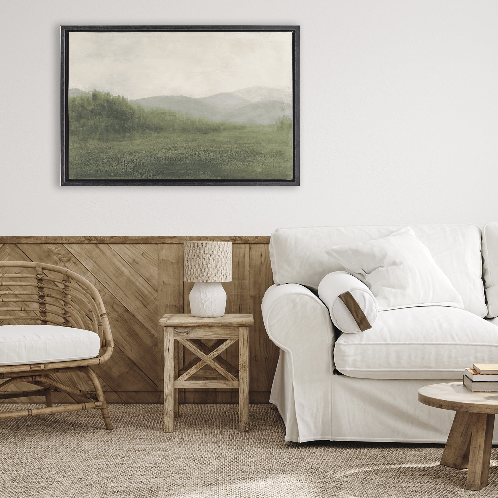 Stupell Industries Fog Green Countryside Black Framed Floater Canvas Wall Art, design by Walt Johnson