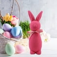thumbnail image 3 of Easter Flocked Bunnies Figurine with Bow tie, Flocked Easter Bunny Decor, Flocking Rabbit Tabletop Ornament, Easter Bunny for Home Office Spring Centerpieces, Party Supplies Gifts for Friend Red, 3 of 7