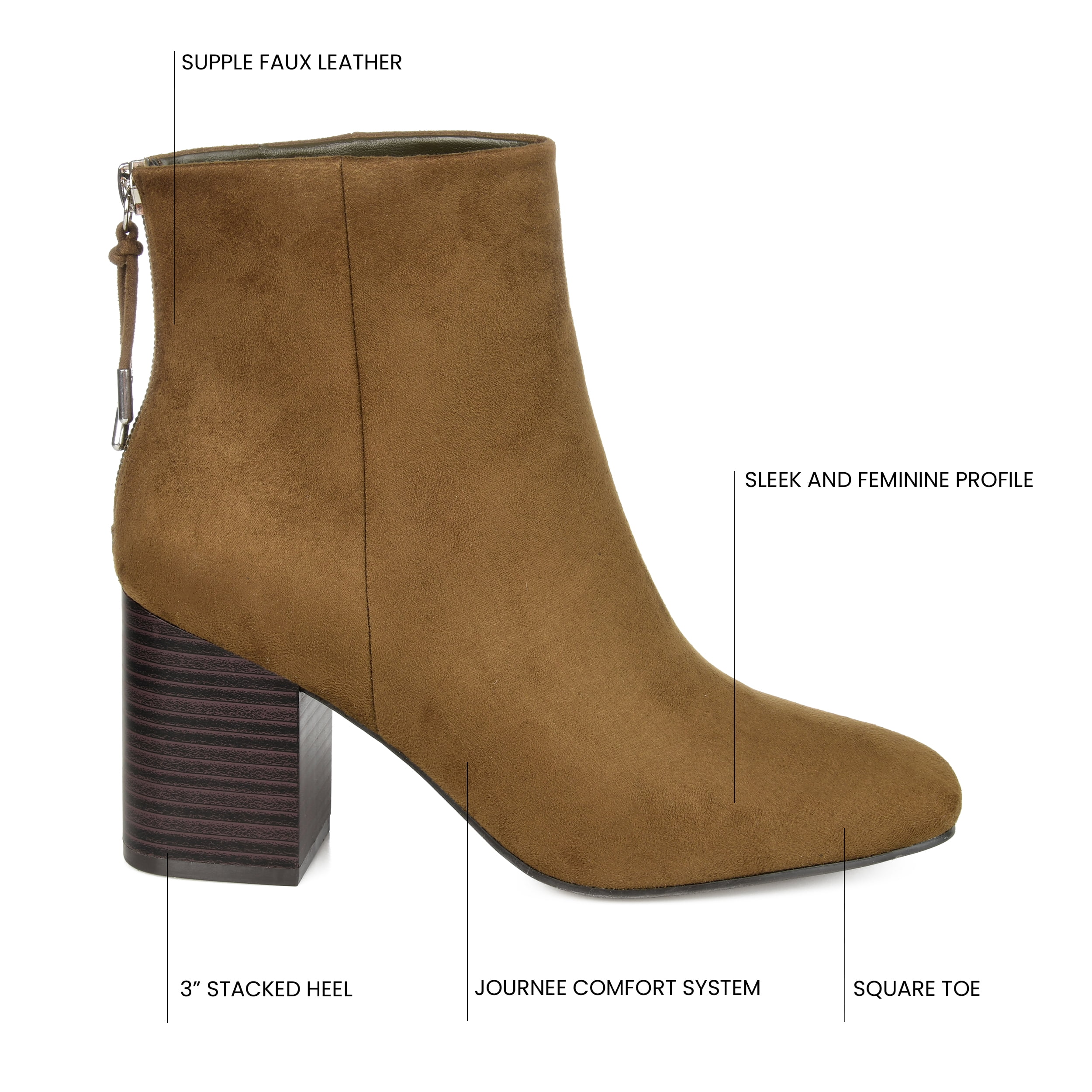 Journee Womens Audrina Back Heel Zip Stacked Heel Booties