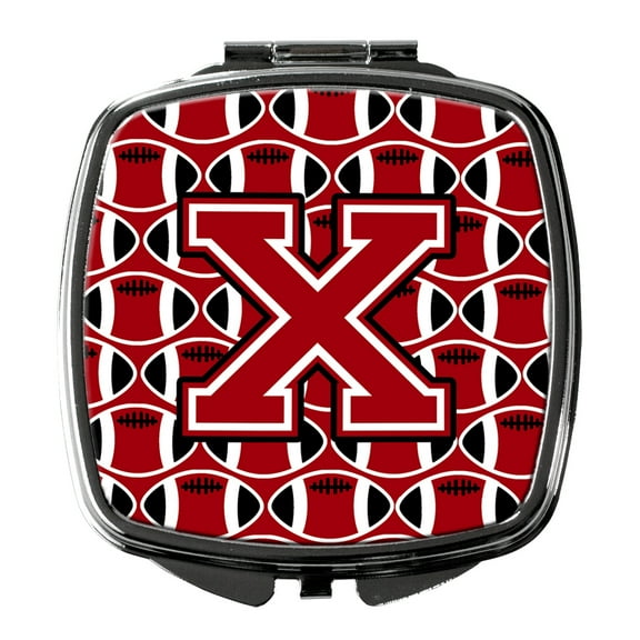 Letter X Football Red Black and White Compact Mirror CJ1073-XSCM