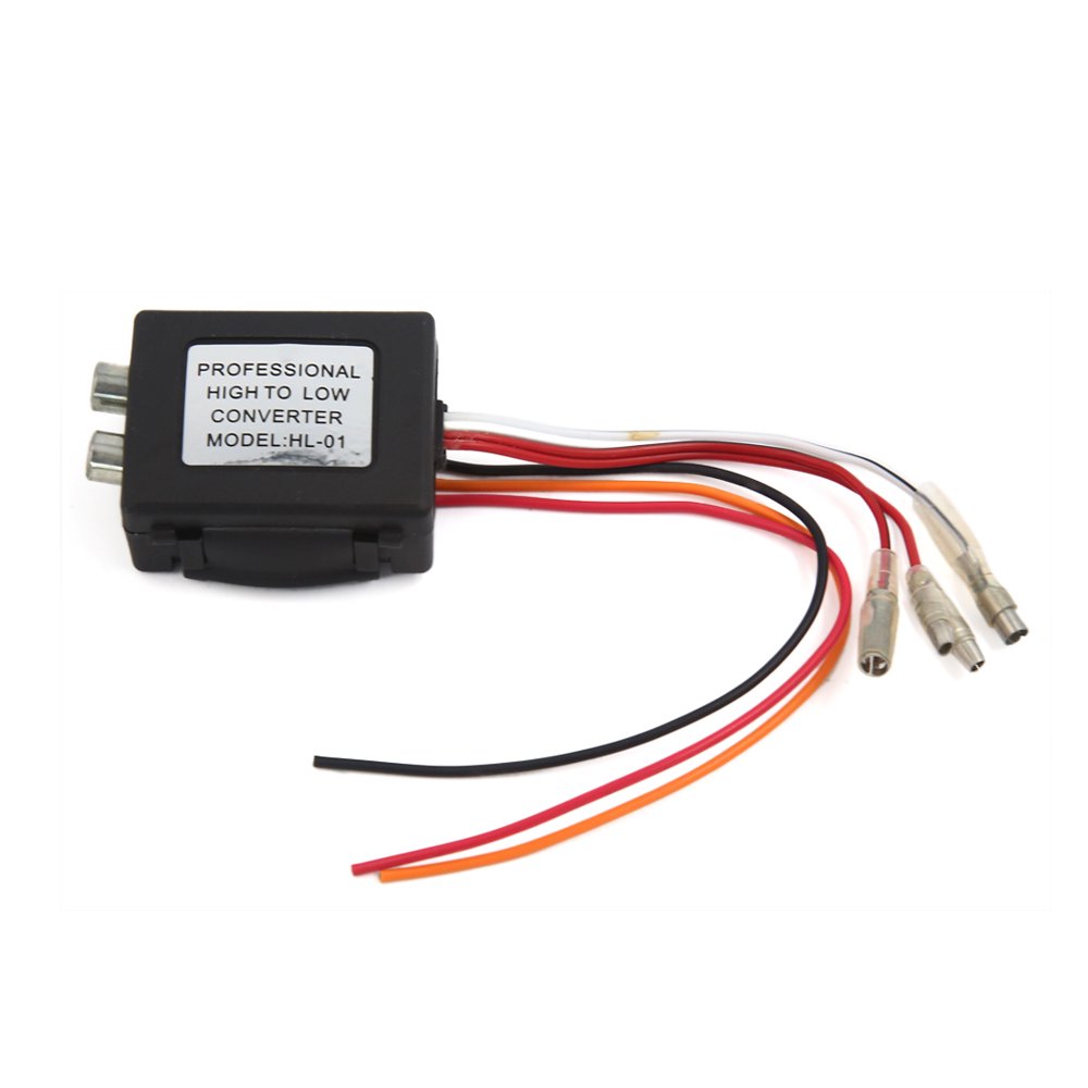 Car Auto Audio Speaker 2 RCA Connector High to Low Impedance Converter