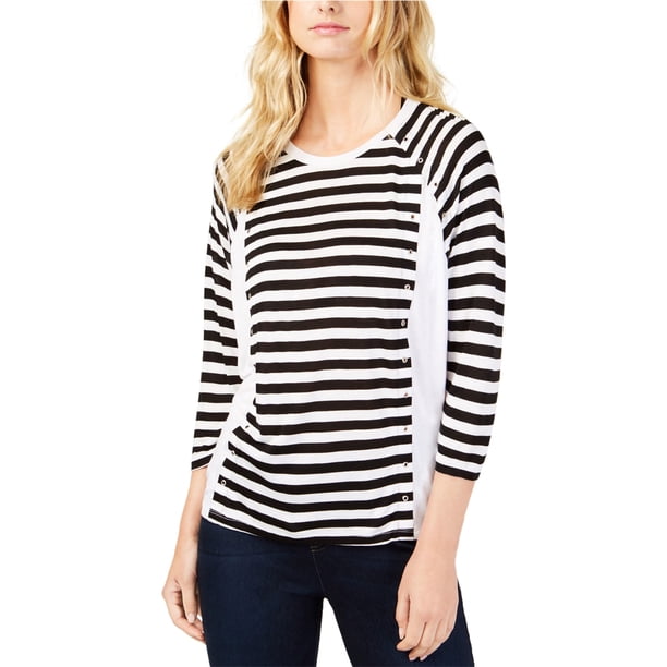 Michael Kors Blusa de rayas para mujer, negro, extragrande Michael Kors Pull-over