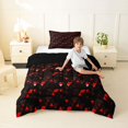 thumbnail image 3 of Manfei 3D Triangle Twin Comforter Sets, Geometric Black Red Bedding Set, Black Reversible 2pcs, 1 Comforter and 1 Pillowcase, 3 of 6